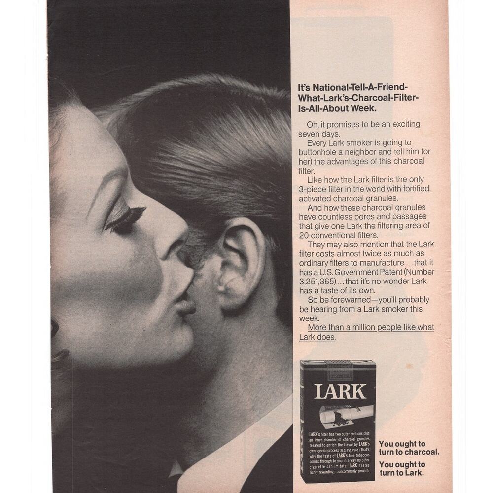 Lark Cigarettes / Hoover Suitcase Vacuum Magazine Advertisement 1968 Vintage